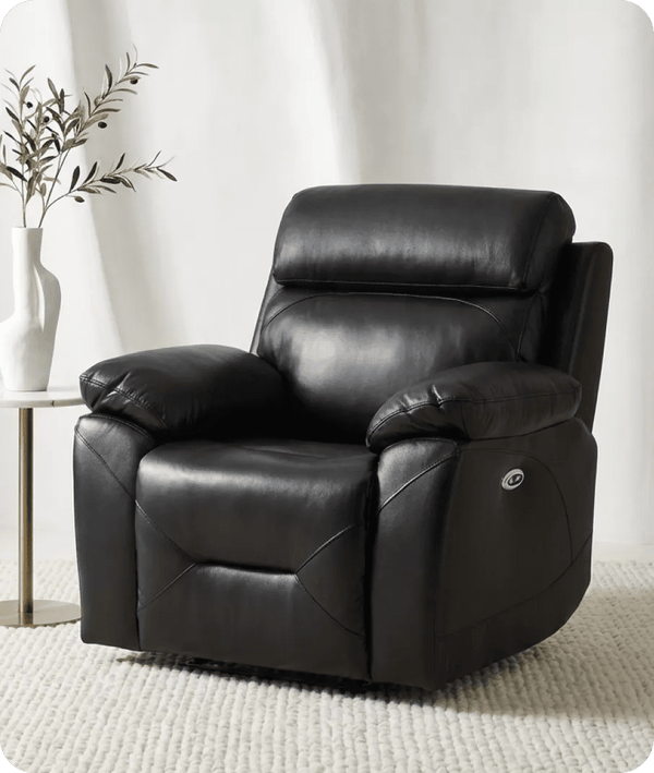 Milano Black Leather Electric Recliner Armchair
