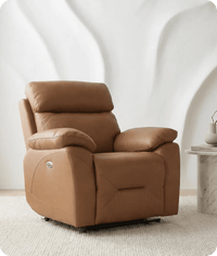 Milano Genuine Leather Caramel Electric Power Recliner Armchair