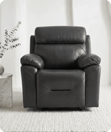Milano Grey Leather Power Recliner Armchair