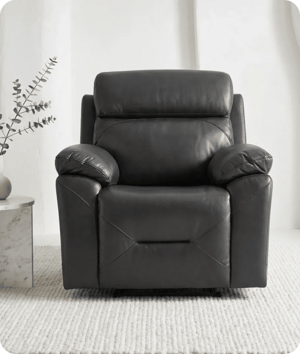Milano Grey Leather Power Recliner Armchair
