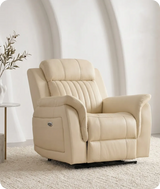 Martini Cream Leather Power Recliner Armchair