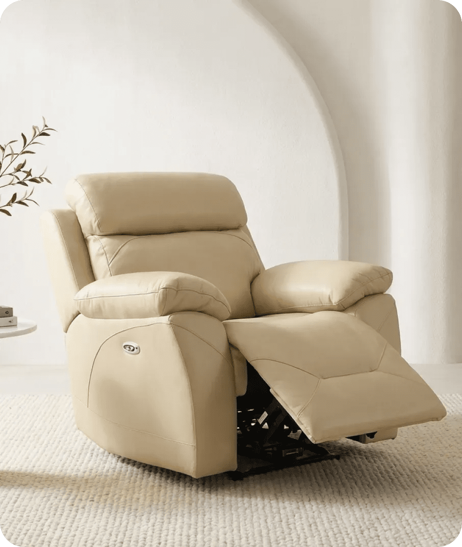 Milano Cream Leather Power Recliner Armchair