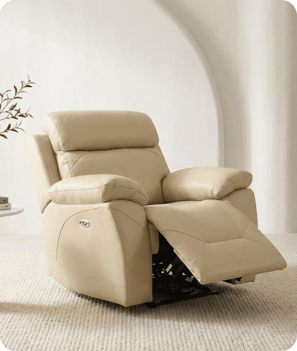 Milano Cream Leather Power Recliner Armchair