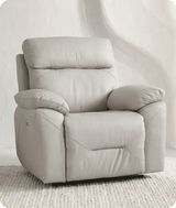 Milano Genuine Leather Light Grey Electric Power Recliner Armchair