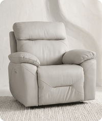 Milano Genuine Leather Light Grey Electric Power Recliner Armchair