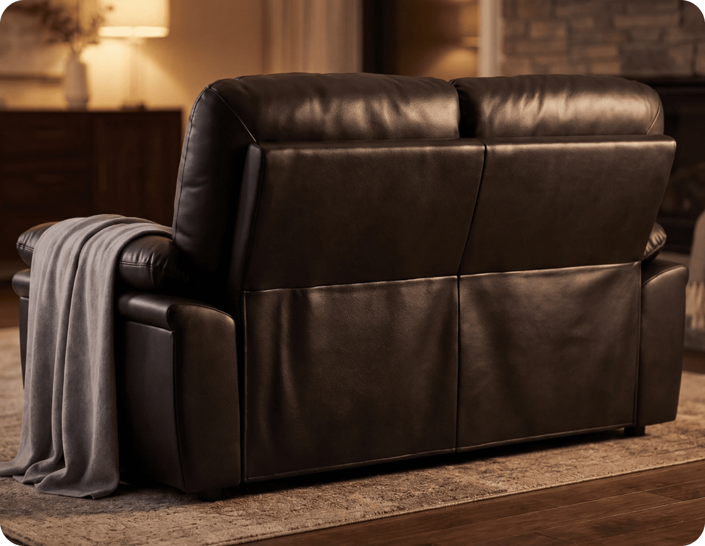 Florence Black Leather 2 Seater Sofa