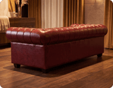 Chesterfield Red Leather Antique 3 Seater Sofa