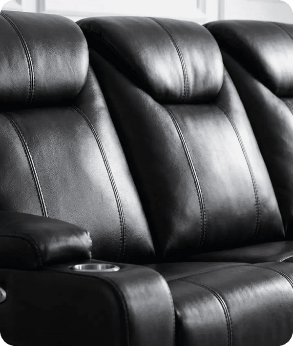 Cinemax Black Electric Leather 3 Seater Recliner Sofa With Two Cup Holders