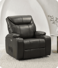 Cinemax Grey Electric Leather Recliner Armchair With Two Cup Holders
