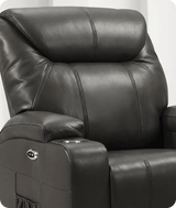 Cinemax Grey Electric Leather Recliner Armchair With Two Cup Holders