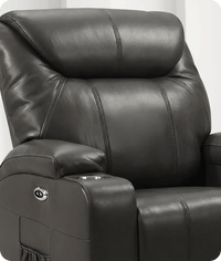 Cinemax Grey Electric Leather Recliner Armchair With Two Cup Holders
