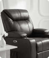 Cinemax Grey Electric Leather Recliner Armchair With Two Cup Holders