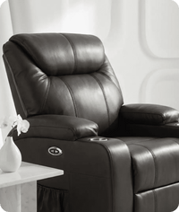 Cinemax Grey Electric Leather Recliner Armchair With Two Cup Holders