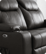 Cinemax Grey Electric 2 Seater Leather Recliner Sofa With Two Cup Holders