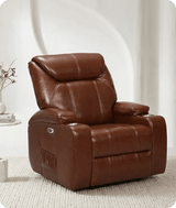 Cinemax Tan Electric Leather Recliner Armchair With Two Cup Holders