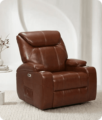 Cinemax Tan Electric Leather Recliner Armchair With Two Cup Holders