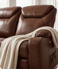 Cinemax Tan Electric 2 Seater Leather Recliner Sofa With Two Cup Holders