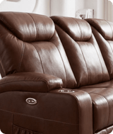 Cinemax Tan Electric Leather 3 Seater Recliner Sofa With Two Cup Holders