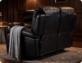 Serano Black Leather Manual Recliner 2 Seater Sofa