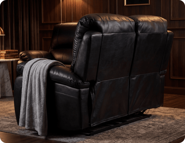 Serano Black Leather Manual Recliner 2 Seater Sofa