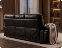 Florence Black Leather 3 Seater Sofa