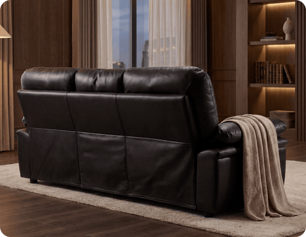 Florence Black Leather 3 Seater Sofa
