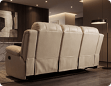 York Cream Leather 3 Seater Manual Recliner Sofa
