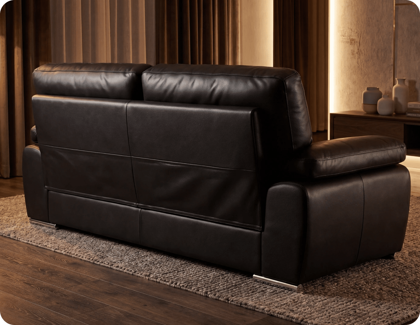 Brighton Black Leather 3 Seater Sofa Sofa