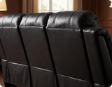 York Black Leather 3 Seater Manual Recliner Sofa