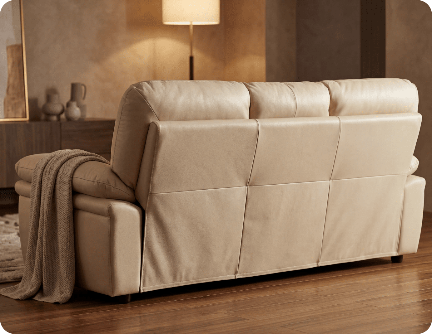 Florence Cream Leather 3 Seater Sofa