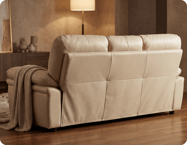 Florence Cream Leather 3 Seater Sofa