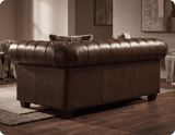 Chesterfield Brown Leather Antique 2 Seater Sofa