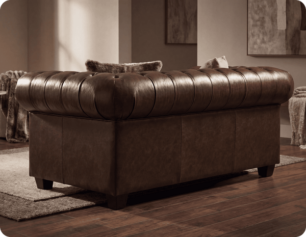Chesterfield Brown Leather Antique 2 Seater Sofa