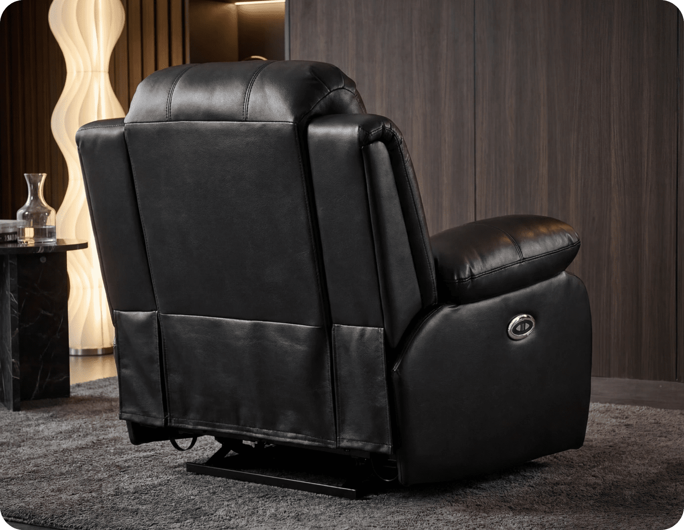 York Black Leather Electric Recliner Armchair
