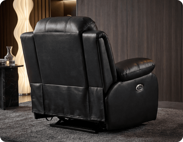 York Black Leather Electric Recliner Armchair