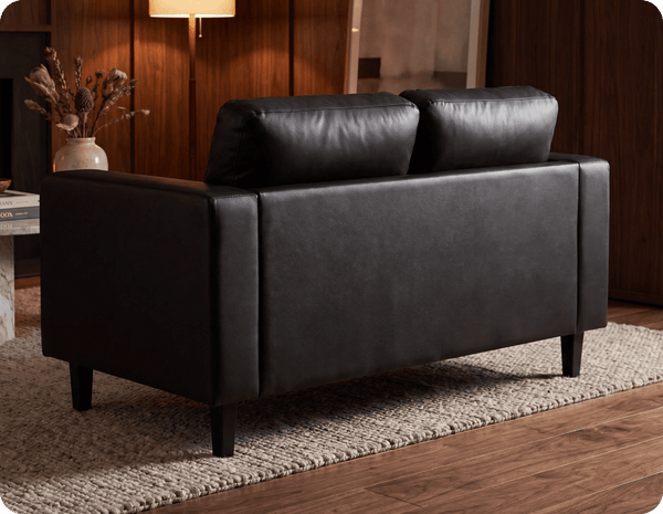 Nova Black Leather 2 Seater Sofa