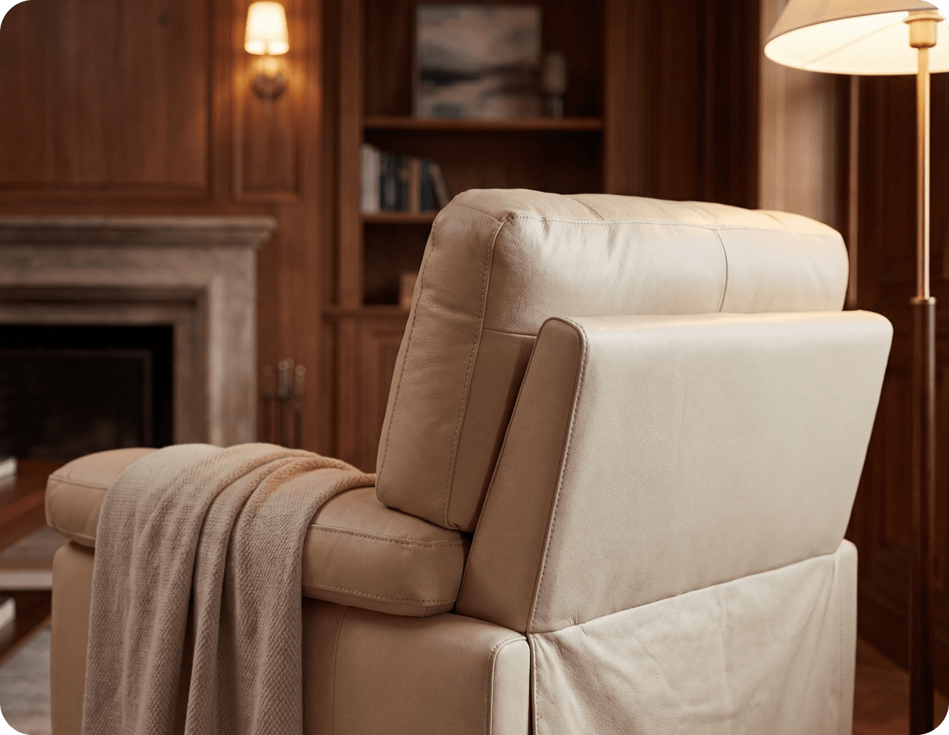 Dalmore Genuine Leather Cream Armchair