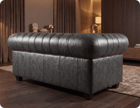 Chesterfield Grey Leather Antique 2 Seater Sofa