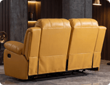 York Mustard Leather Manual Recliner 2 Seater Sofa