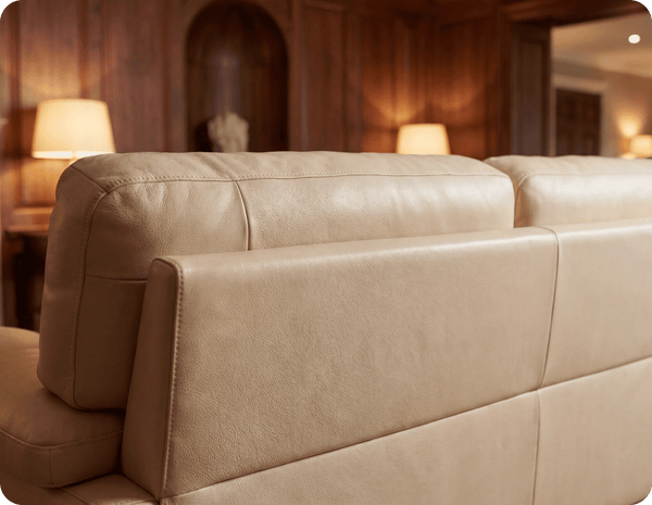 Dalmore Genuine Leather Cream 2 Seater Sofa