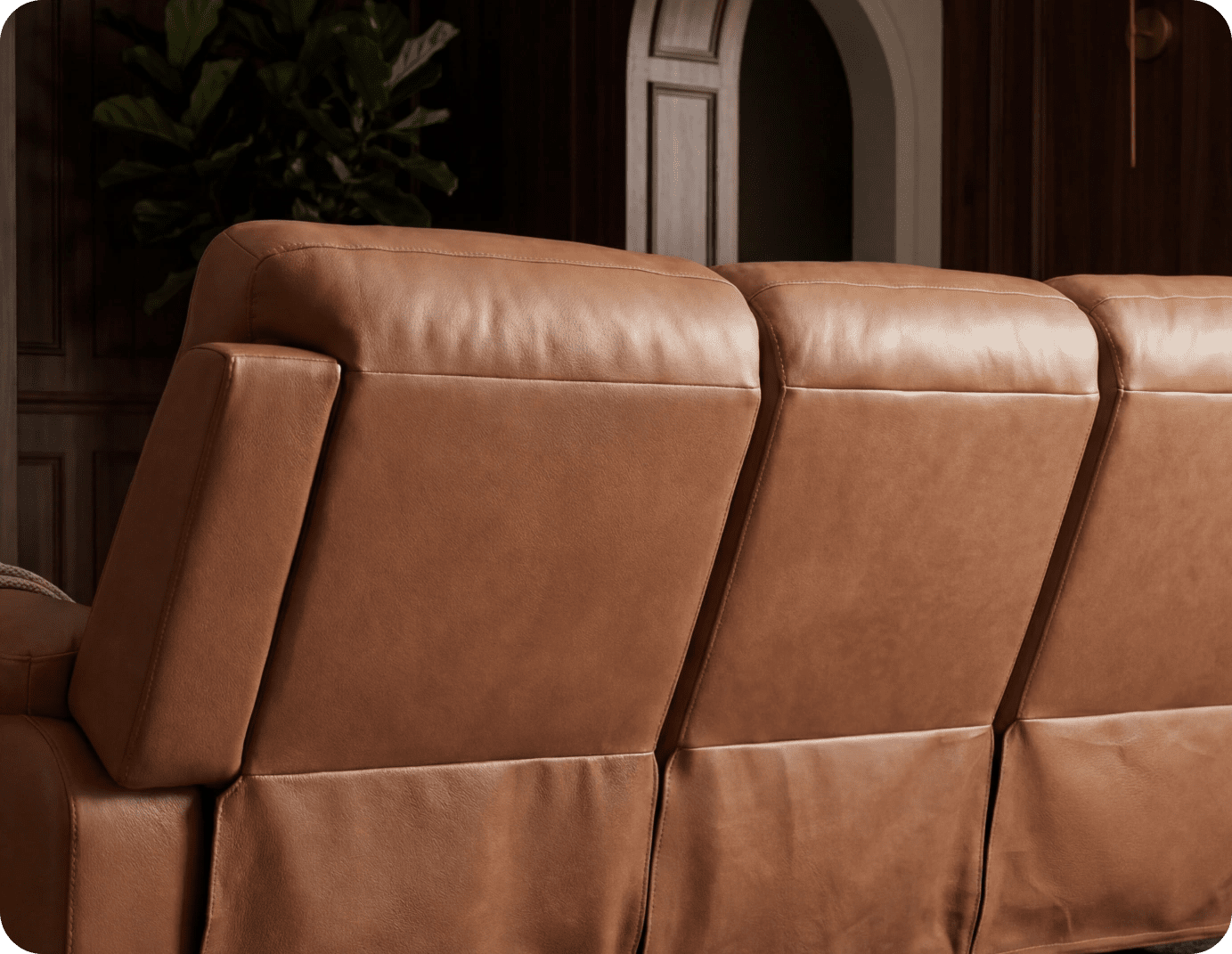 Torino Genuine Leather Caramel Electric Power Recliner 3 Seater Sofa