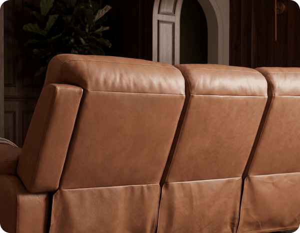 Torino Genuine Leather Caramel Electric Power Recliner 3 Seater Sofa