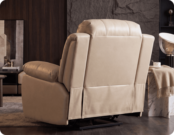 York Cream Leather Manual Recliner Armchair