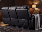 Serano Black Leather Manual Recliner 3 Seater Sofa