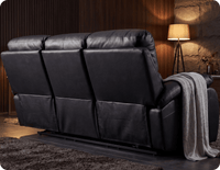 Serano Black Leather Manual Recliner 3 Seater Sofa