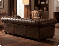 Chesterfield Brown Leather Antique 3 Seater Sofa