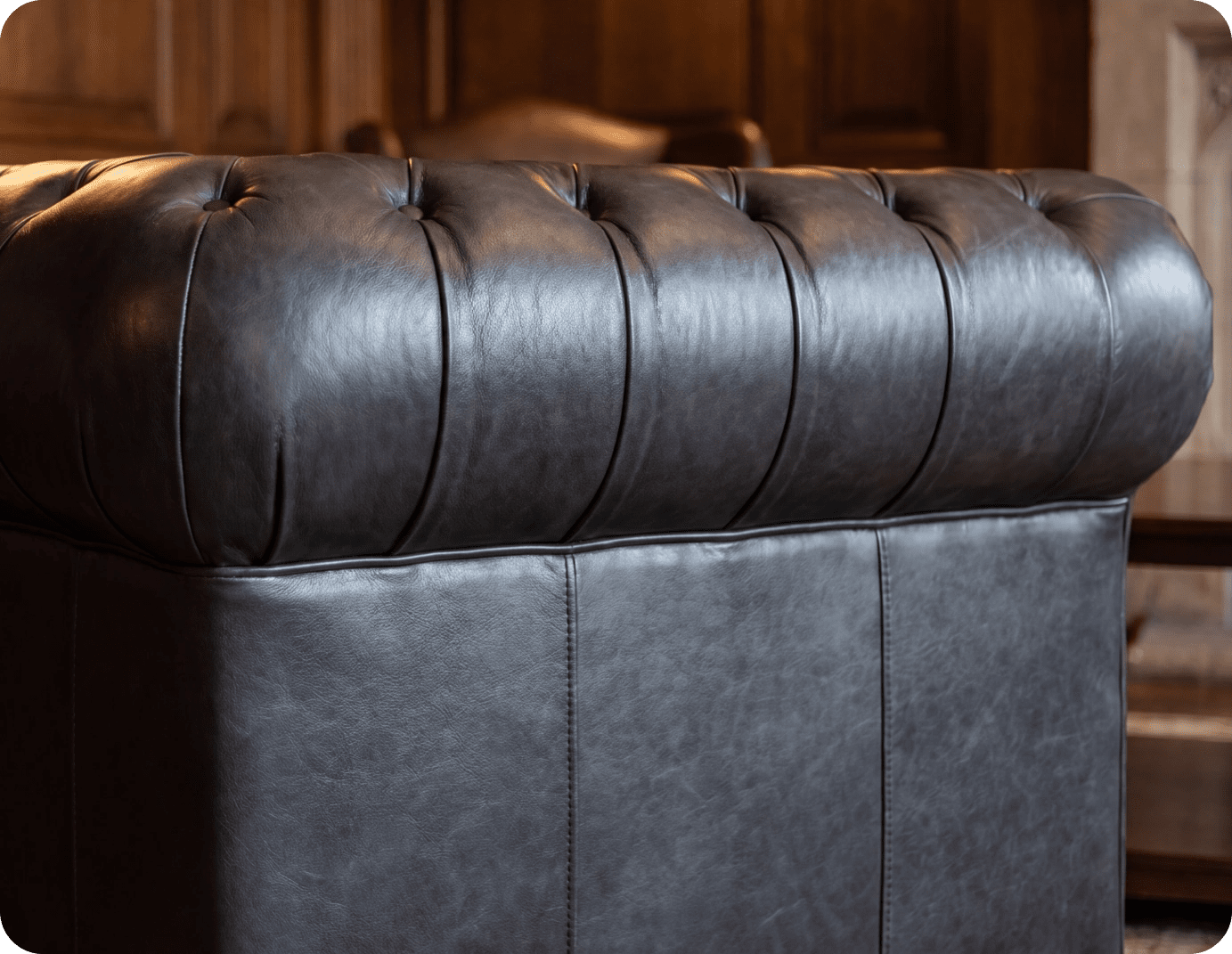 Chesterfield Grey Leather Antique Armchair