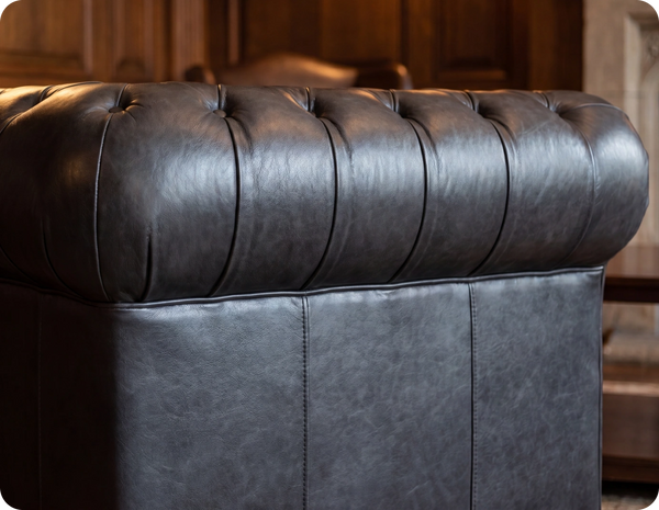 Chesterfield Grey Leather Antique Armchair
