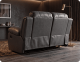 York Grey Leather 2 Seater Manual Recliner Sofa