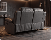 York Grey Leather 2 Seater Manual Recliner Sofa